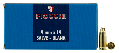 Fiocchi 9mm Blank Pistol Cartridges - 50 Rounds per Box