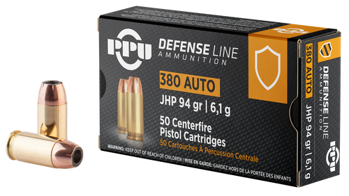 PPU PPD380A Defense 380 ACP 94gr JHP Ammo - 50 Round Box