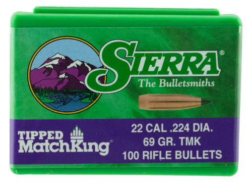 Sierra 7169 Tipped MatchKing 22 Cal 69gr Bullets 100/Box