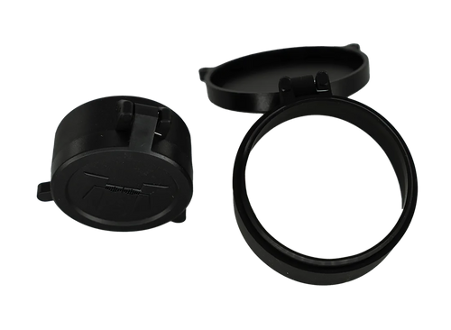 Huskemaw Optics 20SFC530T Tactical Flip-Up Lens Caps Black Rubber, 56mm Objective, Compatible w/Tactical Hunter 5-30x56mm                                                                               
