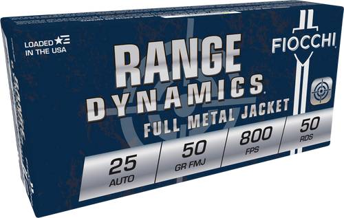 Fiocchi 25AP Range Dynamics 25 ACP 50gr FMJ Ammo - 50 Rounds