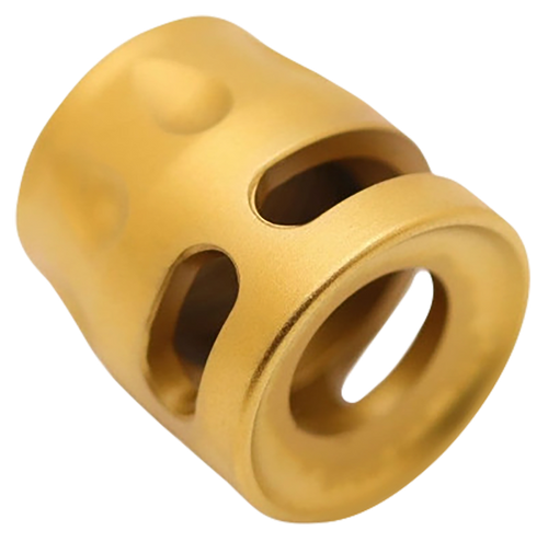True Precision Inc TPSMICROG Micro Compensator S-Type Gold 416R Stainless Steel 1/2"x28 Threads 9mm/380 ACP                                                                                             
