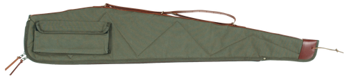 Bob Allen 14536 Canvas Rifle Case 40" Green Canvas w/ Quilted Flannel Lining Leather Sling & Self-Repairing Nylon Zipper                                                                                