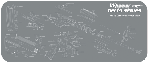 Wheeler 156824 AR-15 Maintenance Mat Delta Neoprene Top w/Rubber Back Gray w/White Logo & Picture 47" L x 20" W                                                                                         