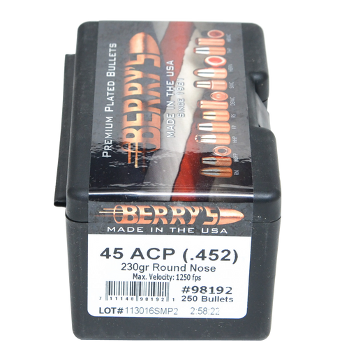 Berry's Superior 45 ACP 230gr Round Nose Bullets - 250 Count Box