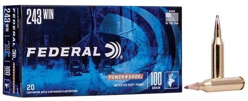 Federal Power-Shok 243 Win 100gr JSP Hunting Ammo - 20 Rounds
