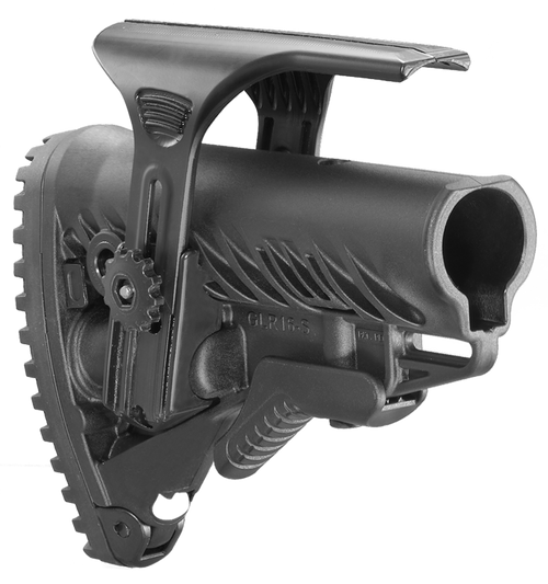 FAB Defense FXGLR16CP GLR-16 CP  Tactical Buttstock for AR-15/ M16/ M4 w/Adjustable Cheek-Rest & Anti-Rattle Mechanism Black Polymer                                                                    