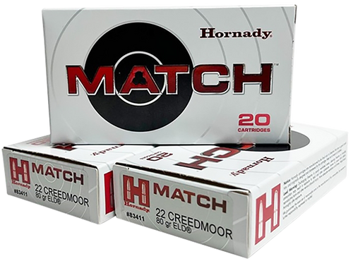 Hornady 83411 Match 22 Creedmoor 80gr ELD-M Ammunition 20rd Box