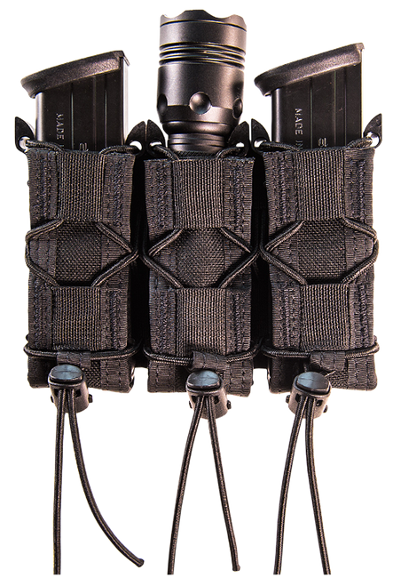 High Speed Gear 11PT03BK TACO Mag Pouch Triple Black Nylon MOLLE Belts 2" Wide Compatible w/ Pistol                                                                                                     