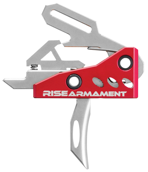 Rise Armament RA535APT RA-535 High Performance Single-Stage Straight Trigger with 3.50 lbs Draw Weight & Silver/Red Hardcoat Anodized Finish for AR-Platform                                            