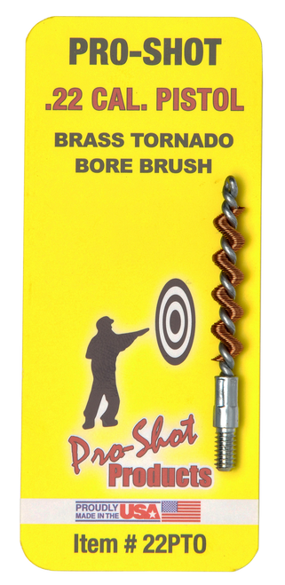 Pro-Shot 22PTO Tornado Bore Brush .22 Cal Pistol #8-32 Thread Brass Spiral Wound Loop                                                                                                                   