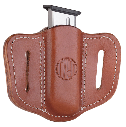 1791 Gunleather MAG11CBRA MAG1.1 Single Mag Holster Classic Brown Leather Belt Slide Compatible w/ Single Stack Ambidextrous                                                                            