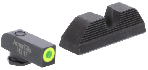 AmeriGlo GL354 Protector Sight Set for Glock  Green Tritium LumiGreen Outline Front Sight-Black Serrated Rear Sight                                                                                     
