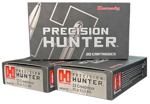 Hornady 83412 Precision Hunter  22Creedmoor 80gr Extremely Low Drag-eXpanding 20 Per Box/10 Case                                                                                                        