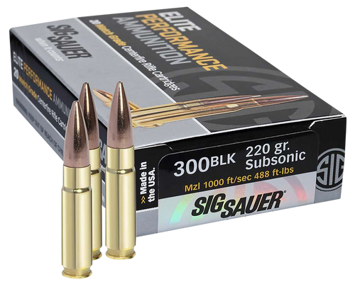 Sig Sauer E300A220 Elite Match Grade  300Blackout 220gr Open Tip Match 20 Per Box/25 Case                                                                                                               