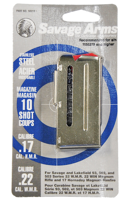 Savage Arms 90019 93 Series  10rd 17 HMR/22 WMR Stainless Steel                                                                                                                                         