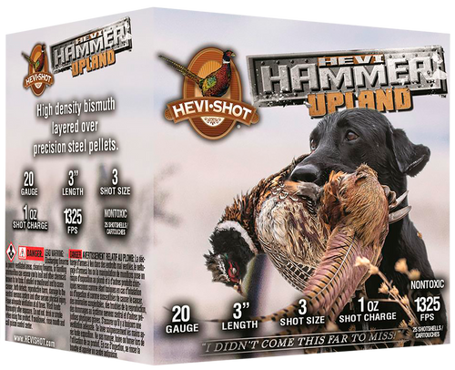 HEVI-Shot HS29213 HEVI-Hammer Upland 20Gauge 3" 1oz Steel/Bismuth 3Shot 25 Per Box/10 Case                                                                                                              