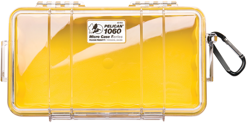 Pelican 1060 Micro Case 11x8x10 Yellow Clear Lid Waterproof