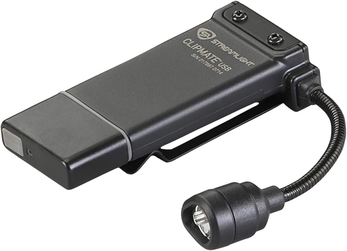 Streamlight 61126 ClipMate USB Clip-On Light  Black 0.2/0.5/10/70 Lumens White/Red LED                                                                                                                  