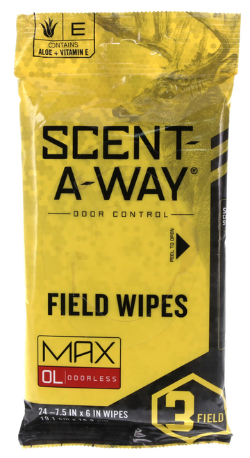 Scent-A-Way 07795 Max Field Wipes Odor Eliminator Odorless Scent Pkg of 24                                                                                                                              