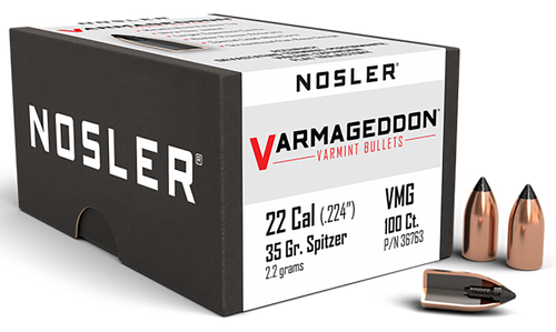 Nosler 36763 Varmageddon  22Cal 35gr Flat Base Tipped 100/Box                                                                                                                                           