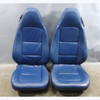 Reupholstered 99-00 BMW Z3 Roadster Front Basic Seat Pair Blue Vinyl w/o Rails