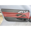 Damaged 21-24 BMW G22 4-Series Coupe Front Interior Door Panel Pair Red Leather