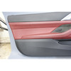 Damaged 21-24 BMW G22 4-Series Coupe Front Interior Door Panel Pair Red Leather