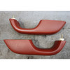 83-84 BMW E28 5-Series Rear Door Armrest Grab Handle Pair Cherry Red Leather OEM