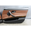 06-08 BMW E90 E91 3-Series 4Dr Front Int Door Panel Pair Terra Brown Leather OEM