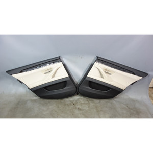 2011-2016 BMW F10 5-Series Rear Int Door Panel Trim Skin Pair Oyster Leather OEM