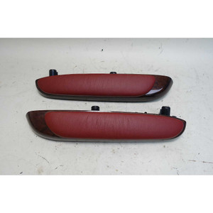 2000-2006 BMW E46 3-Series Coupe Rear Side Armrest Pair Red Leather Wood OEM - 35038