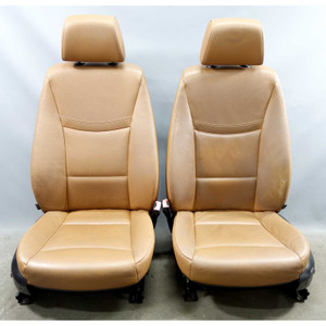09-12 BMW E90 E91 3-Series 4door Basic Front Seat Pair Saddle Brown Leather OEM - 39245