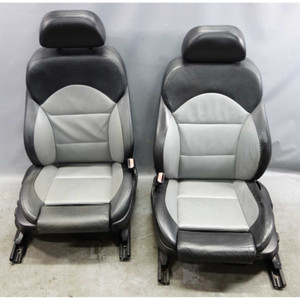 Damaged 2000-2003 BMW E39 M5 Front Sports Seat Pair Grey / Black Ostrich Leather - 43768