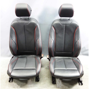 2015-2019 BMW F30 F31 3-Series Front Sport Seat Pair Black Leather Red Accent OE - 43969