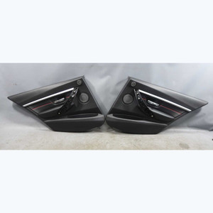 12-19 BMW F30 F31 3-Series 4dr Rear Int Door Panels Black Leather Red Accent OEM - 43973