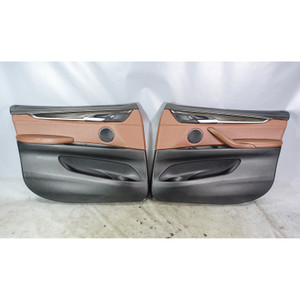 14-16 BMW F15 X5 SAV Early Front Int Door Panel Trim Skin Pair Terra Leather OEM
