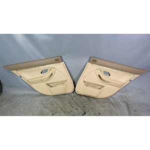 97-03 BMW E39 5-Series Rear Int Door Panel Trim Skin Pair Sand Beige Vinyl OEM - 45426