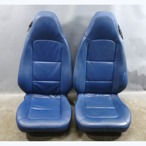 Reupholstered 99-00 BMW Z3 Roadster Front Basic Seat Pair Blue Vinyl w/o Rails
