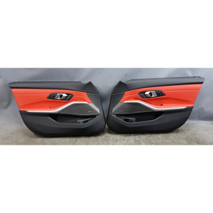 19-25 BMW G80 M3 G20 3-Series Front Interior Door Card Panel Pair Fiona Red OEM