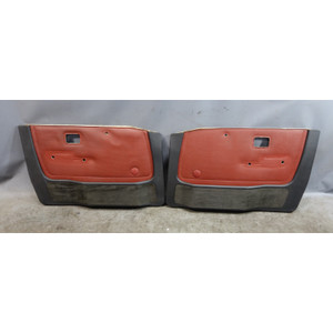83-84 BMW E28 5-Series Front Interior Door Card Panel Pair Cherry Red Leather OE