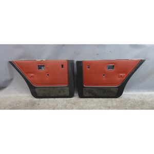 83-84 BMW E28 5-Series Rear Interior Door Card Panel Pair Cherry Red Leather OEM