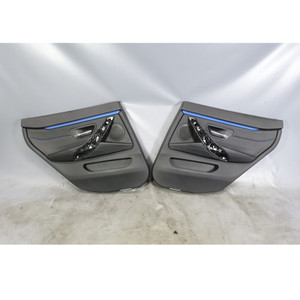 14-20 BMW F36 4-Series Gran Coupe Rear Int Door Panels Black Leather Blue OEM