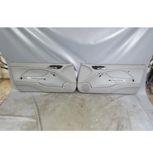 00-06 BMW E46 3-Series 2dr Front Int Door Panel Trim Skin Pair Grey Leather OE