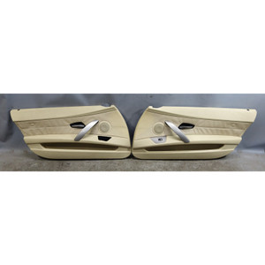 2003-2008 BMW E85 E86 Z4 Interior Door Panel Card Trim Pair Beige Leather OEM