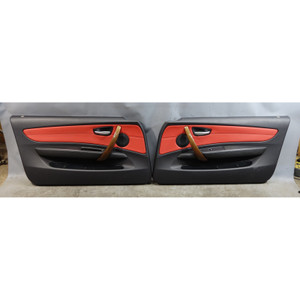 08-13 BMW E88 1-Series Convertible Front Interior Door Panel Pair Coral Red OEM