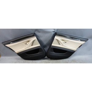 11-16 BMW F10 5-Series Rear Door Card Trim Panels Ivory White Napa Leather OEM
