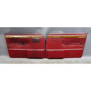 1972-1976 BMW E3 3.0 Sedan Front Door Card Trim Panel Pair Red OEM