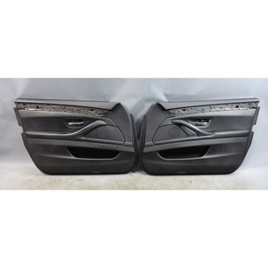 11-16 BMW F10 5-Series Front Door Card Trim Panels Black Napa Leather OEM