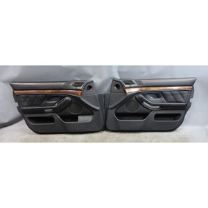 1997-2003 BMW E39 5-Series Front Int Door Card Panel Trim Pair Black Leather OEM